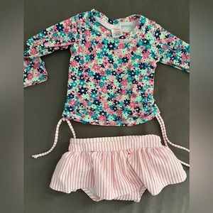 Ruffle Butts Swimsuit water lillies- EUC 12-18 months